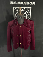 LUXURY COURT EMBROIDERED VELVET CROPPED PADDED JACKET