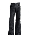WAXED DARK FLARE TROUSERS