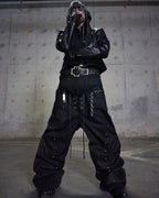 WAXED LACE-UP WIDE LEG JEANS