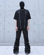 CURVED WIDE LEG TECH PANTS