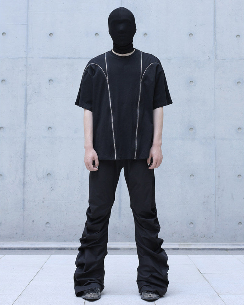 CURVED WIDE LEG TECH PANTS