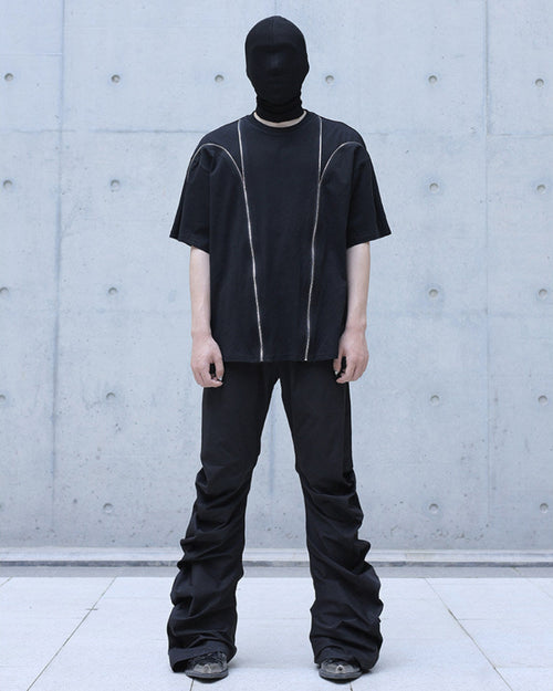 CURVED WIDE LEG TECH PANTS