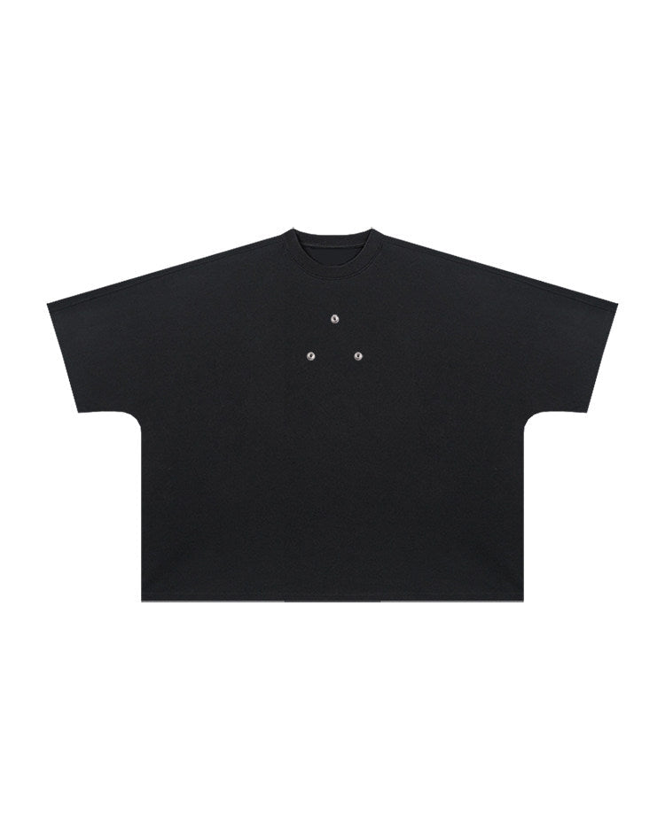 BOXYFIT HEAVY COTTON METAL BUTTON TEE