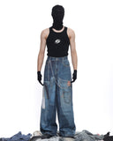 PATCH PRINT WIDE JEANS