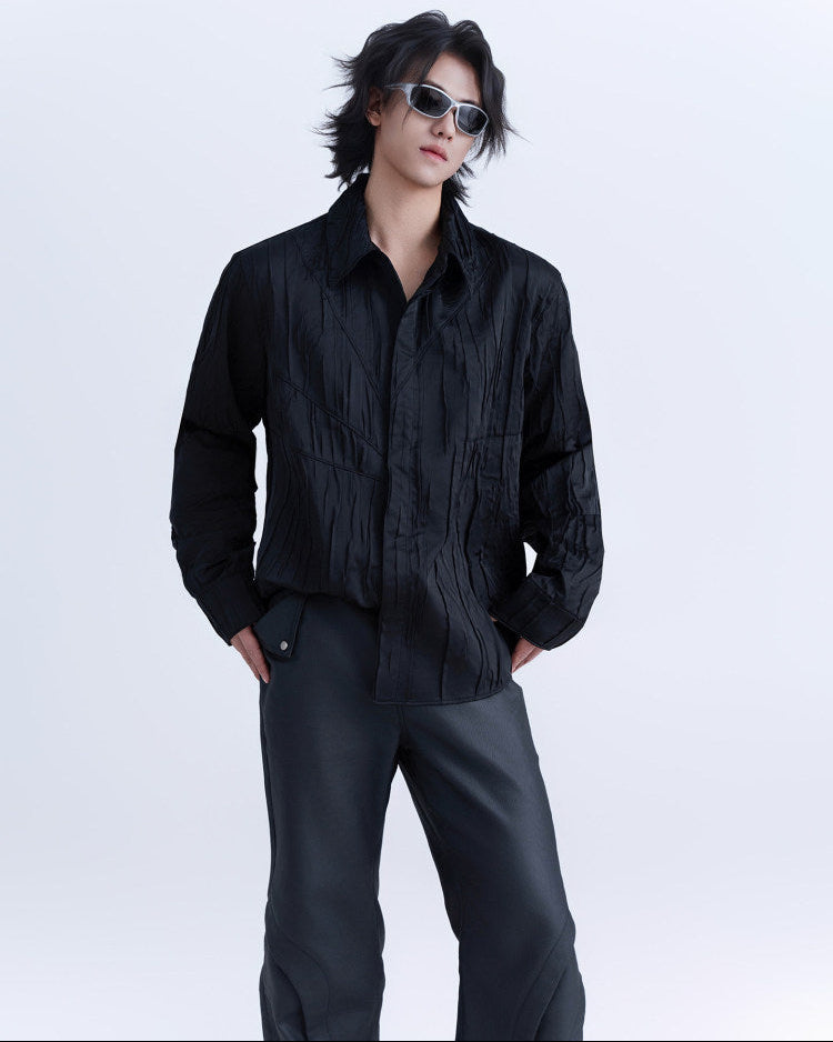 XEQUATION PLEATED DECONSTRUCTED SHIRT