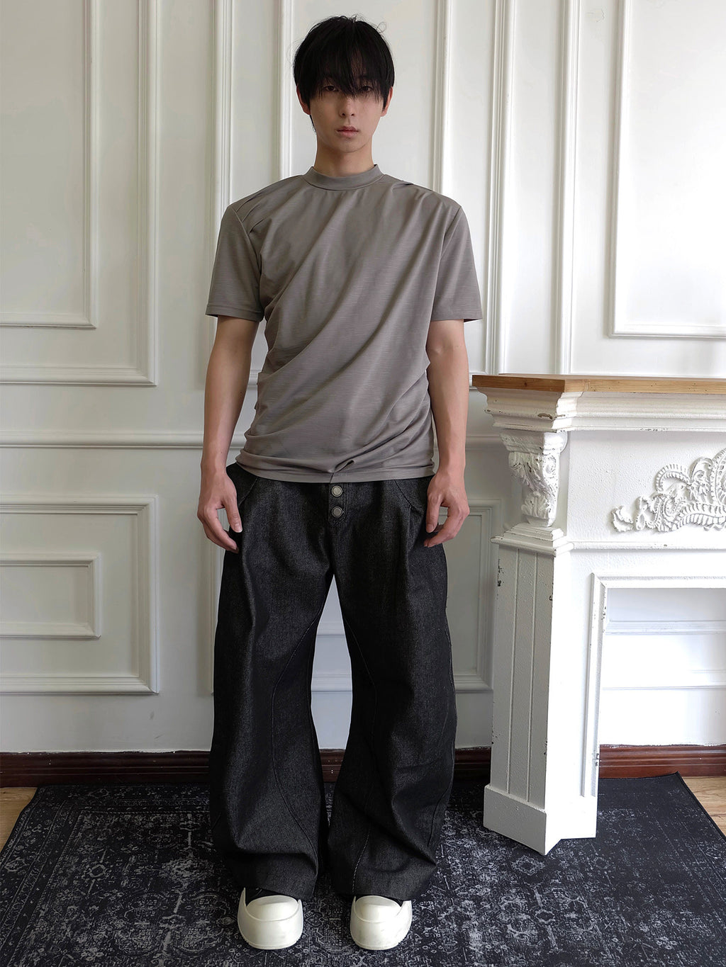 OFF/SC ICE SILK WAVED PLEATED AVANT-GARDE TEE