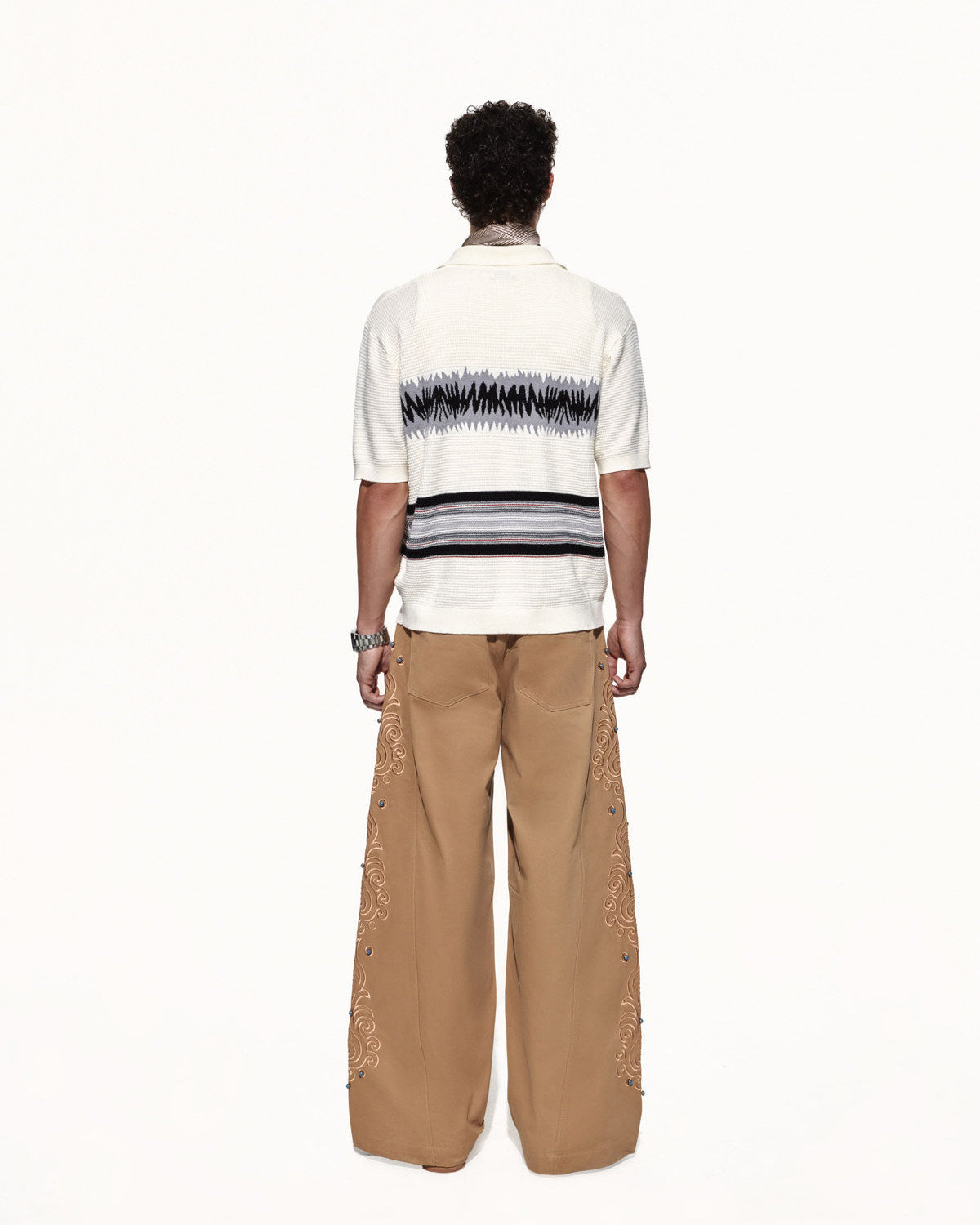 SCRIPT-X WOOL WAFFLE POLO CARDIGAN