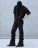 CURVED WIDE LEG TECH PANTS