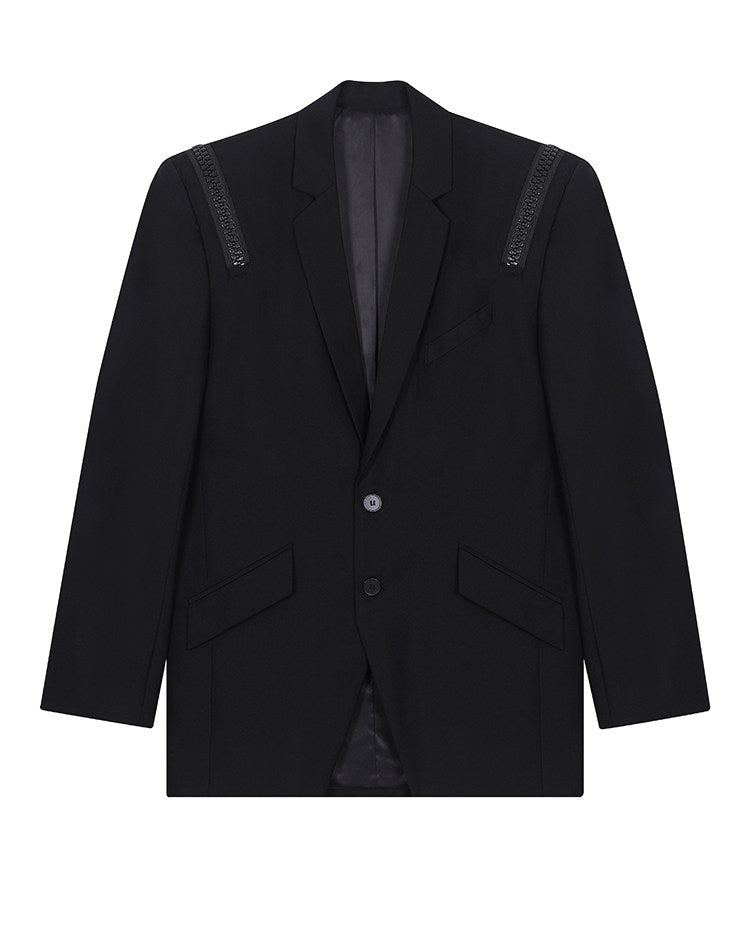 NICHE PADDED SHOULDER ZIP BLAZER