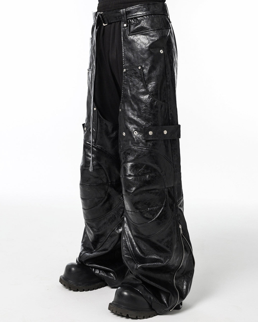 BLACK BIKER LEATHER PANTS