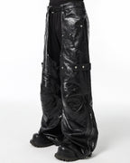 BLACK BIKER LEATHER PANTS