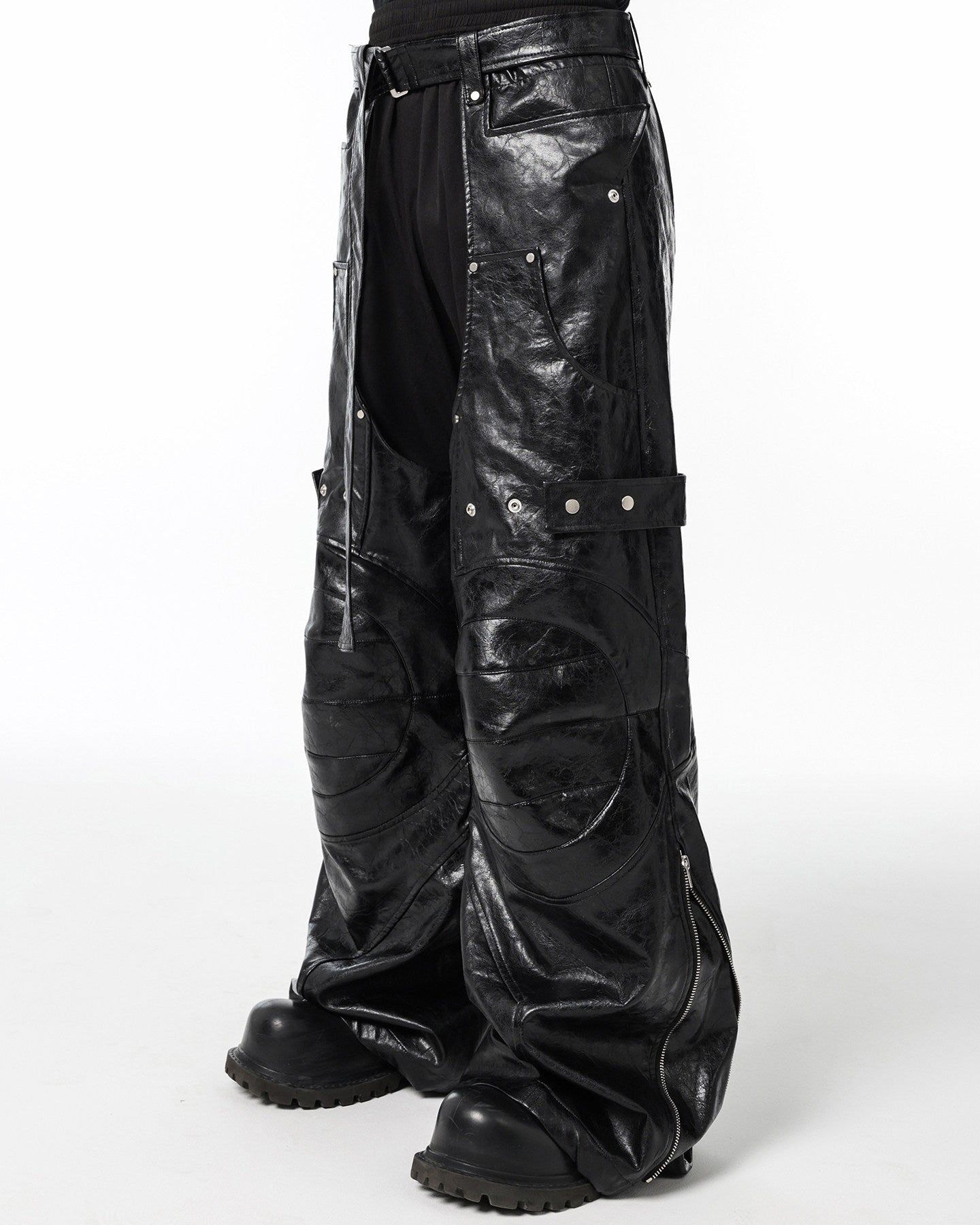 BLACK BIKER LEATHER PANTS