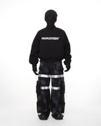 DISTRESSED REFLECTIVE CARGO JEANS