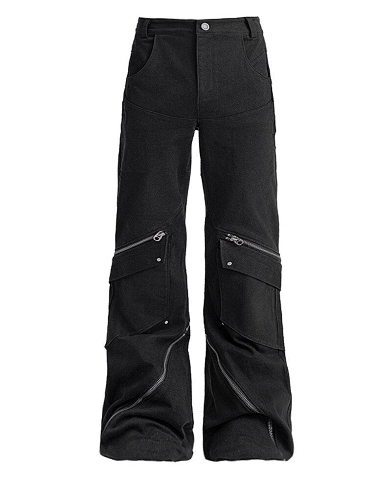 ZIP DARK FLARE PANTS