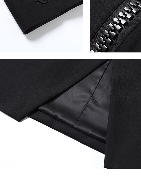 NICHE PADDED SHOULDER ZIP BLAZER