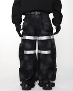 DISTRESSED REFLECTIVE CARGO JEANS