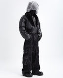 OFF/SC FUR COLLAR CROPPED LEATHER PUFFER JACKET