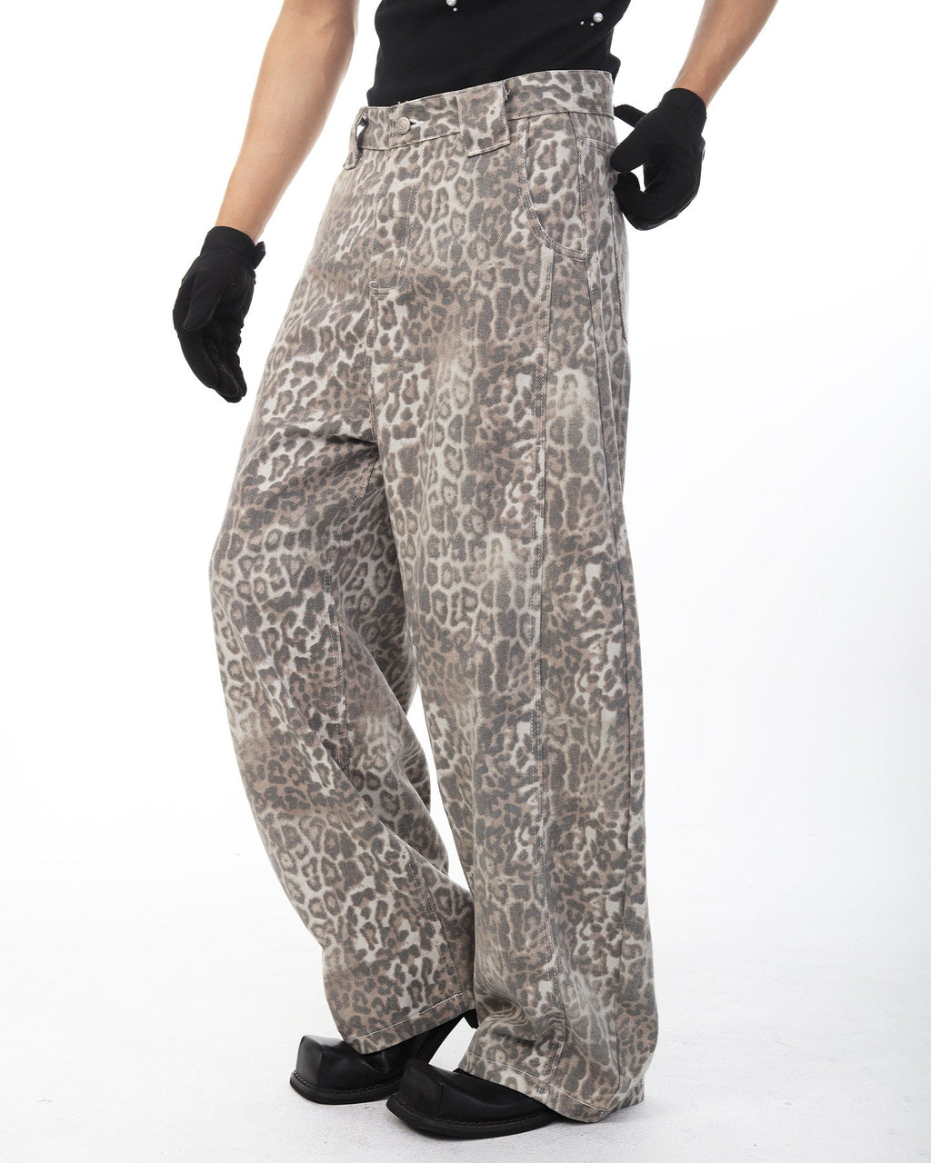 LEOPARD WIDE JEANS