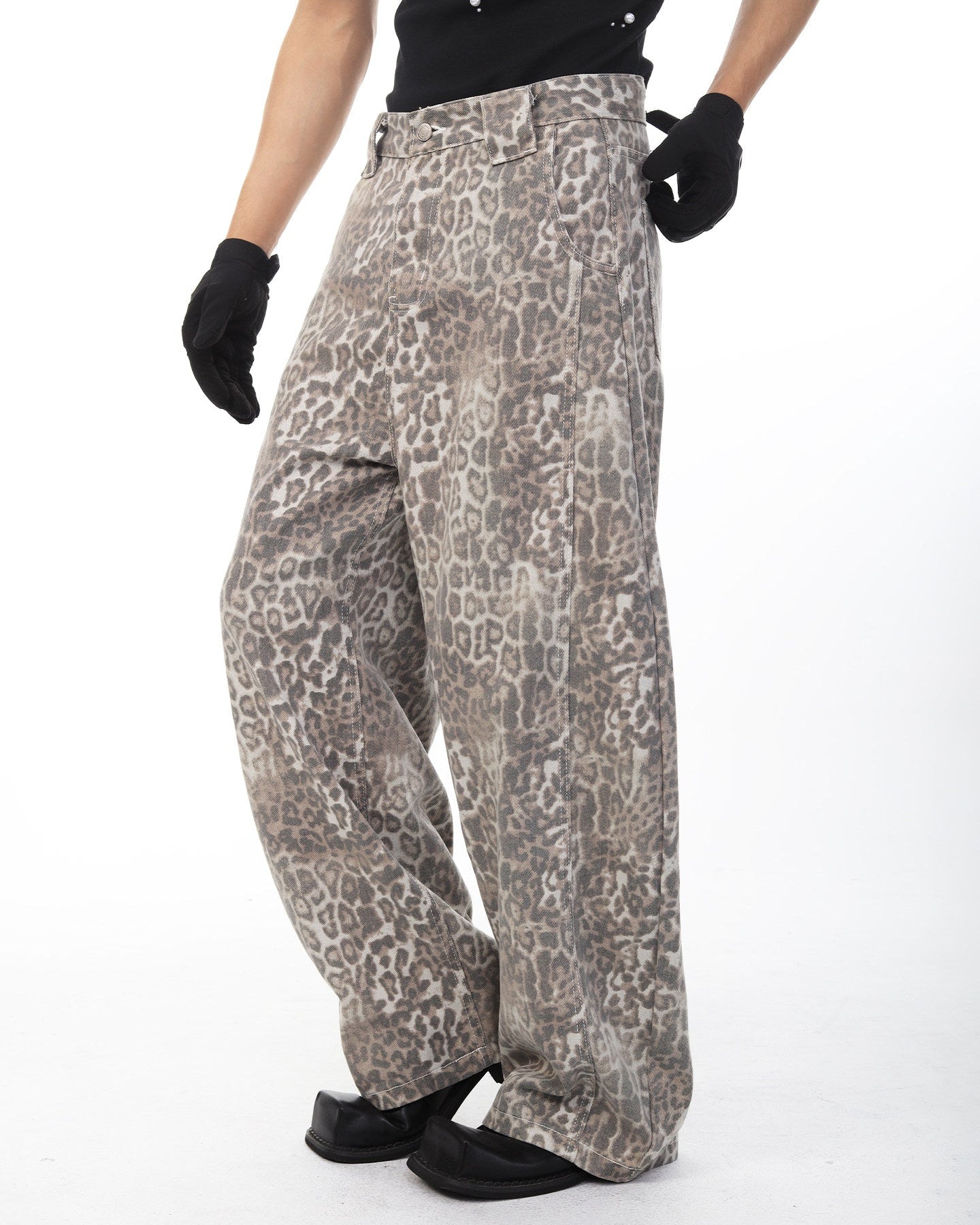LEOPARD WIDE JEANS
