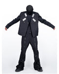 TECH CROPPED METAL PATCH DARK BIKER JACKET