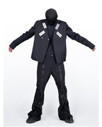 TECH CROPPED METAL PATCH DARK BIKER JACKET