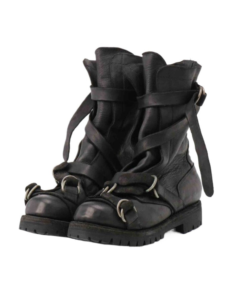 BLACK STRAP BIKER WORK BOOTS