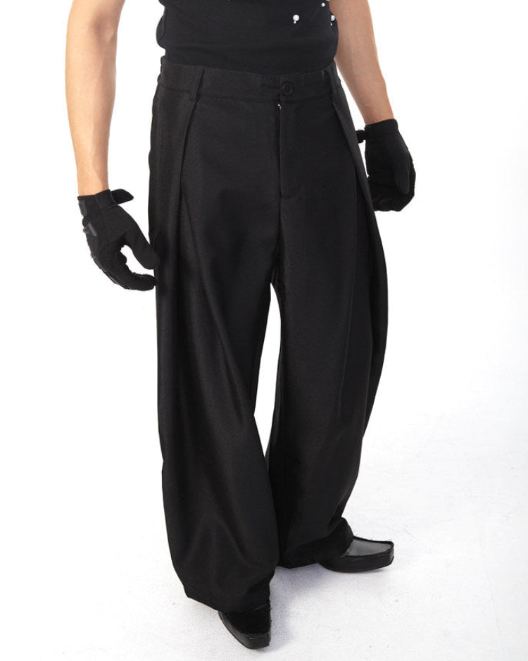 ELSEWHERE cross-pleated relaxed straight-leg cotton trousers, additional product photograph 7 | OFFCULTURE®