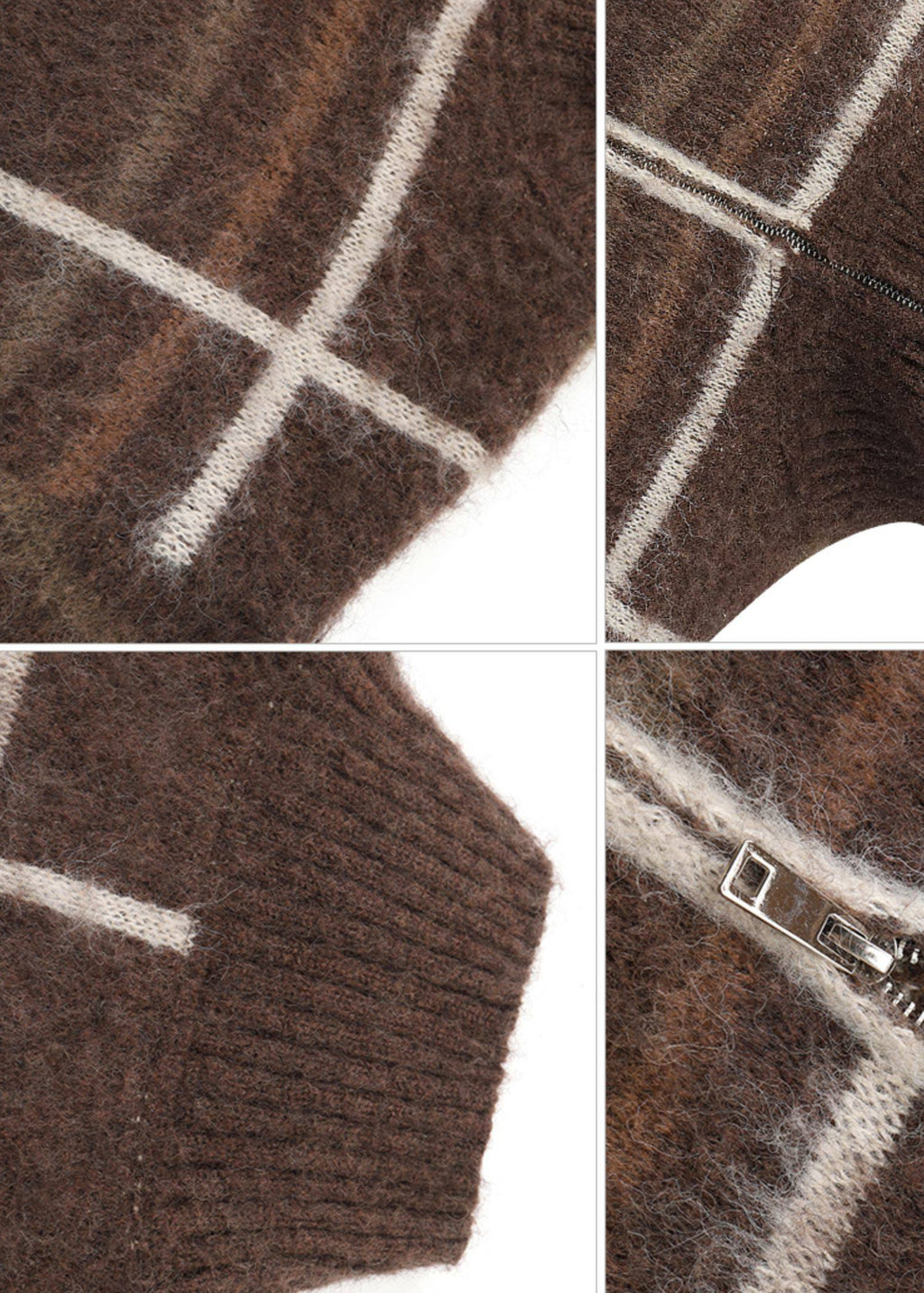 SCRIPT-X PLAID ZIP SWEATER