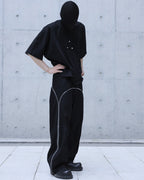 REFLECTIVE CURVED WIDE TRACK PANTS