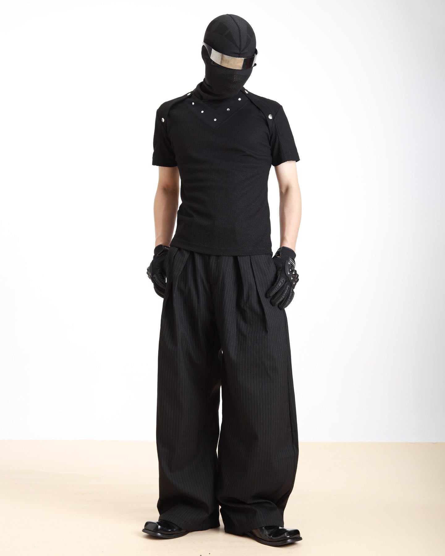 DECONSTRUCTED BUTTON WAFFLE KNIT TEE