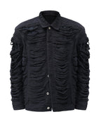 DOUBLE LAYER DISTRESSED FRINGE OPIUM JACKET
