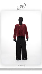 LUXURY COURT EMBROIDERED VELVET CROPPED PADDED JACKET