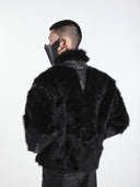 ABRIGO DE CINTURA ALTA DE RETALES DE CUERO CON PELO LARGO SSIN7 FW25