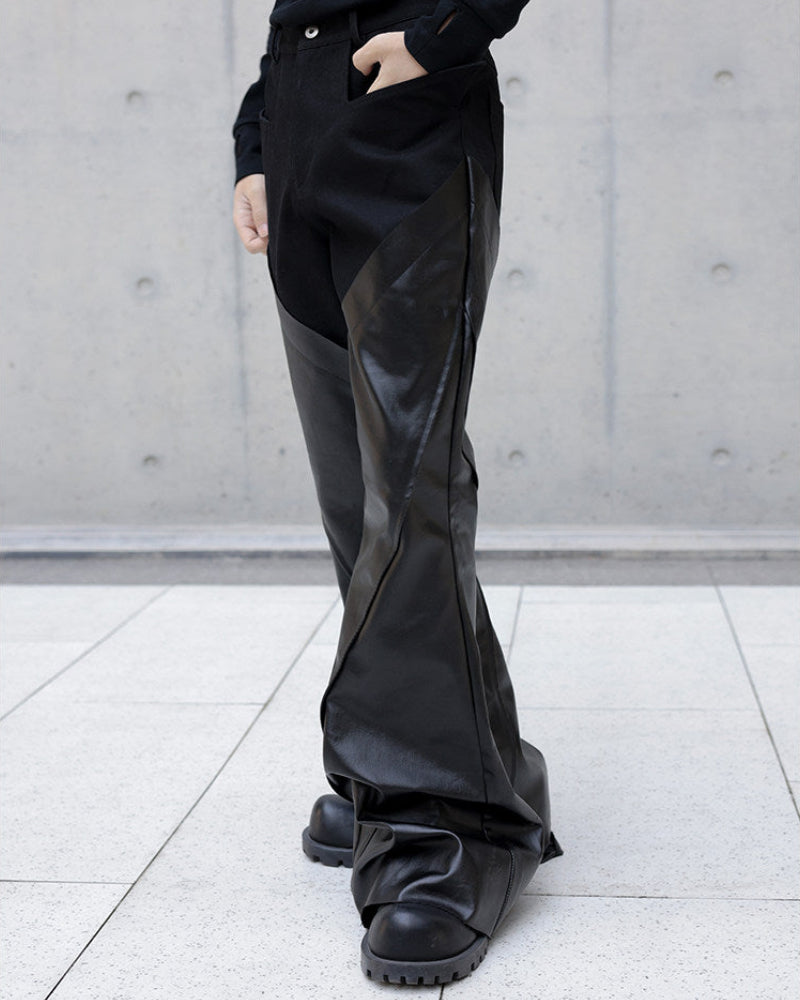 SPLIT LEATHER FLARE PANTS