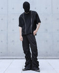 CURVED WIDE LEG TECH PANTS