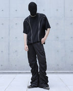 CURVED WIDE LEG TECH PANTS