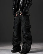 WAXED DESTROYED BIKER JEANS
