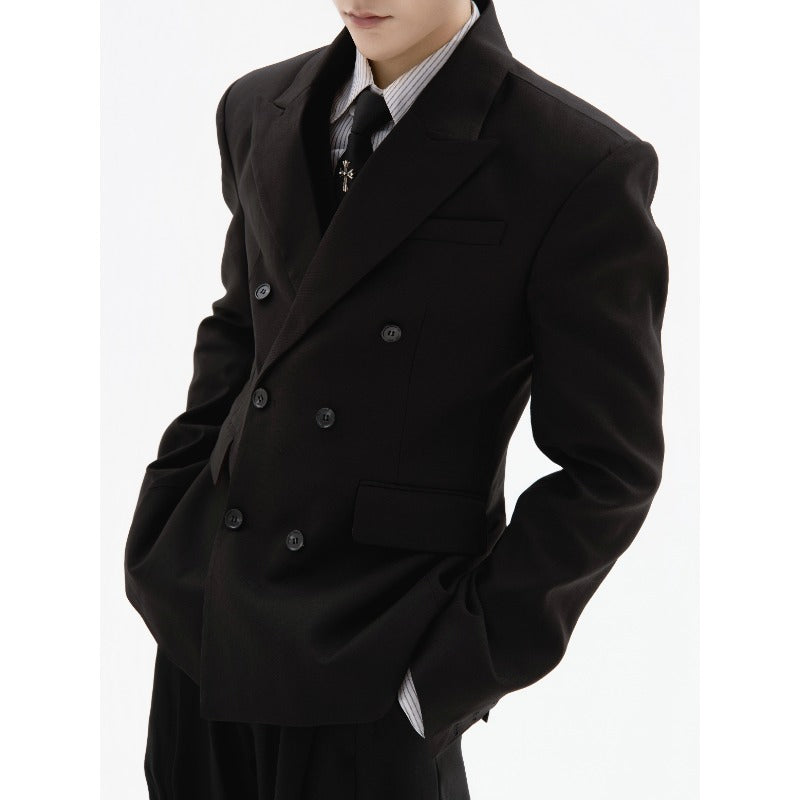 OFFLIMITS black double-breasted structured padded-shoulder blazer, additional product photograph 3 | OFFCULTURE®
