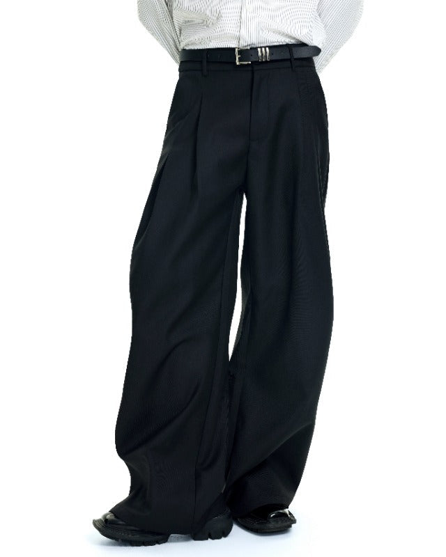 OFFLIMITS black high-rise pleated wide-leg tailored trousers by OFFCULTURE