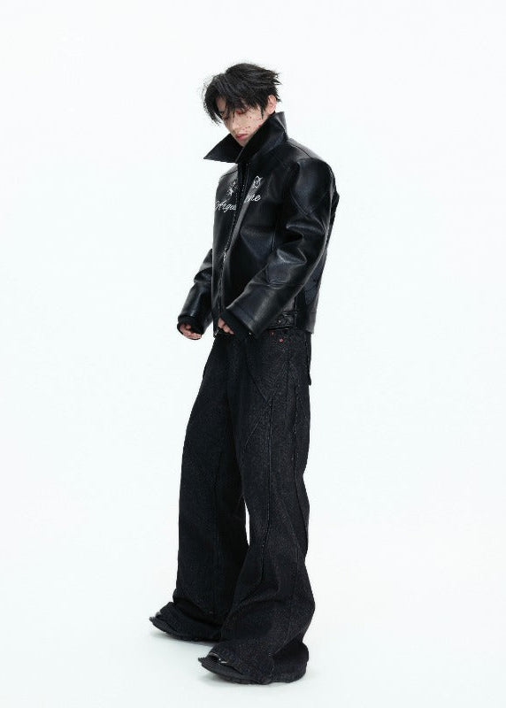 RED STATIC black washed flared denim jeans with red rhinestone accents, additional product photograph 5 | OFFCULTURE®