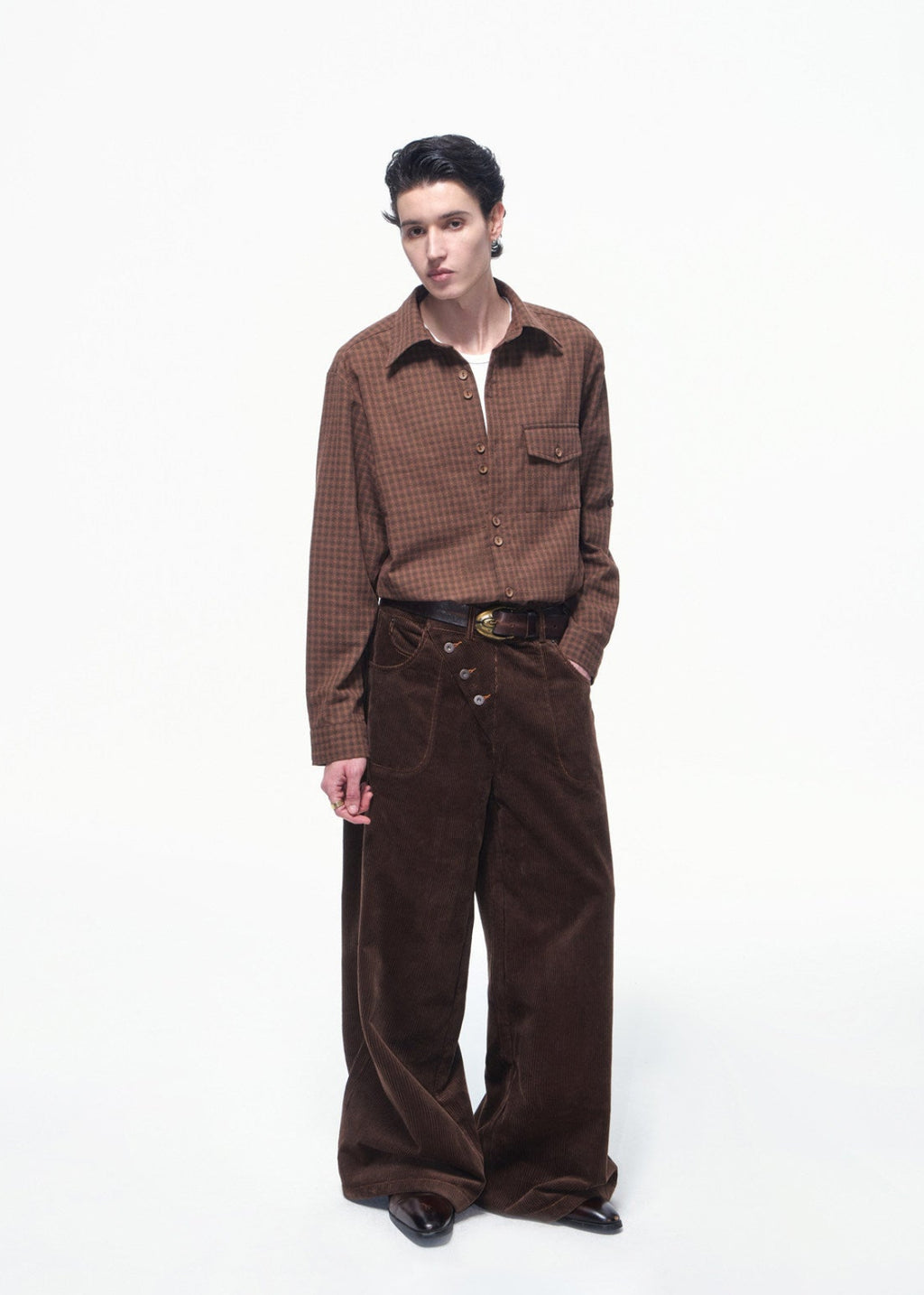 SCRIPT-X PLAID TWO-BUTTON SHIRT