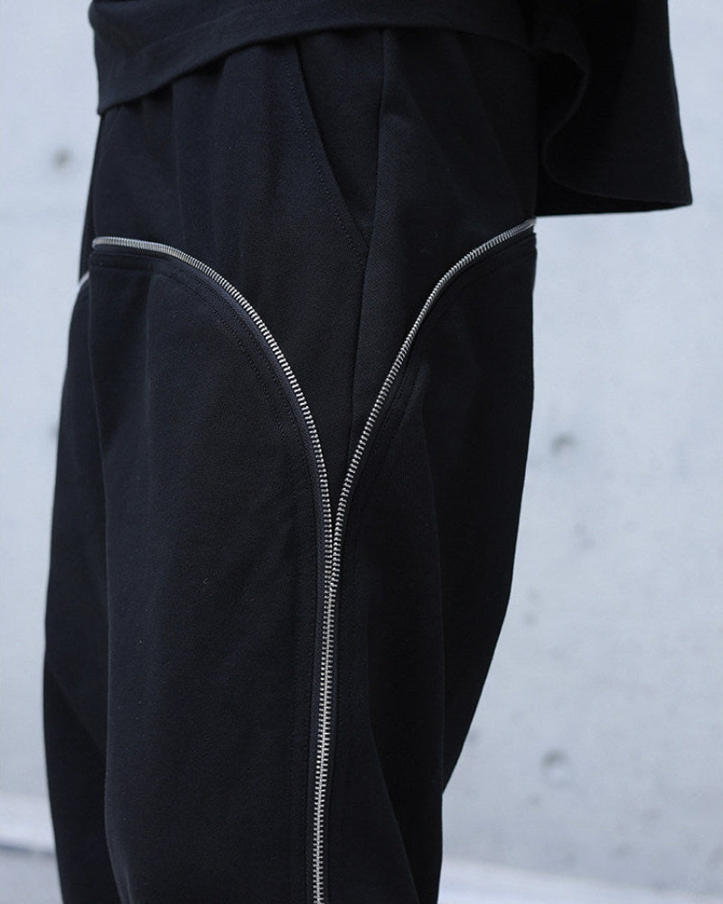 REFLECTIVE CURVED WIDE TRACK PANTS