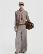 PLAID WIDE LEG TROUSERS