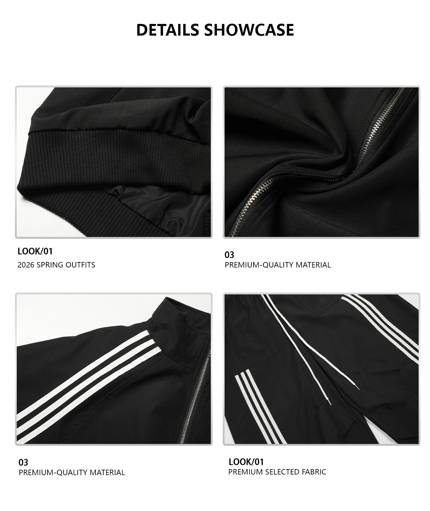 XCULTURE LUXURY 3-STRIPE STAND COLLAR CROPPED JACKET SET