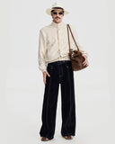 VELVET WIDE LEG TROUSERS