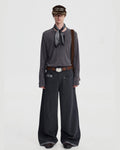 WOOL SPLICED WIDE TROUSERS