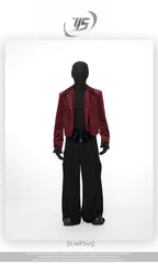 LUXURY COURT EMBROIDERED VELVET CROPPED PADDED JACKET