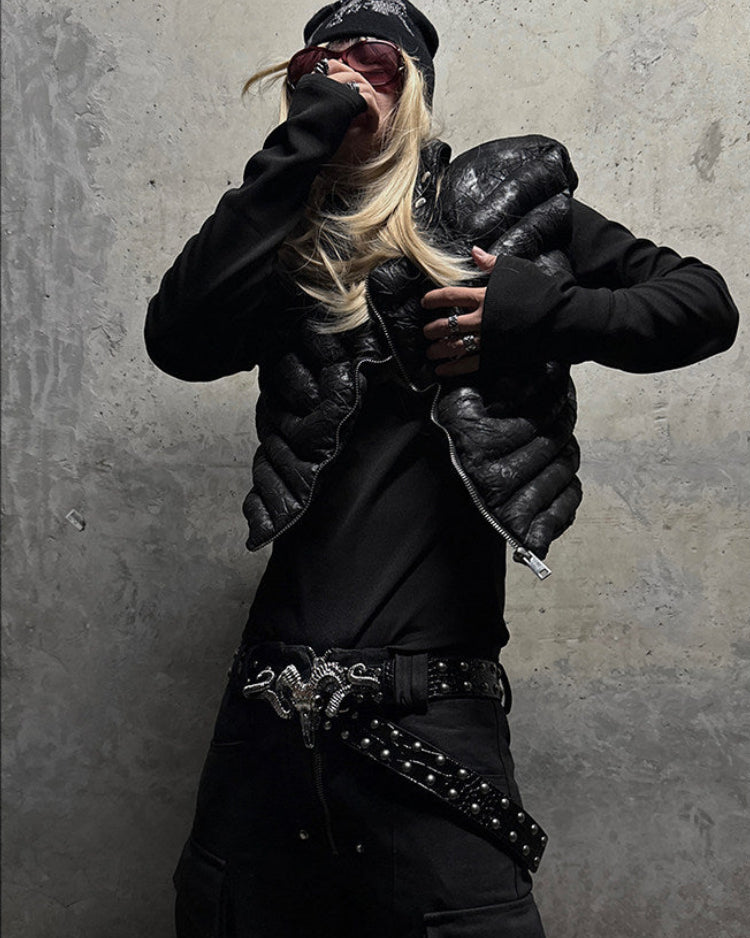 RAM SKULL STUDDED LEATHER BELT