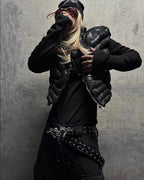 RAM SKULL STUDDED LEATHER BELT