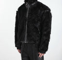 ABRIGO DE CINTURA ALTA DE RETALES DE CUERO CON PELO LARGO SSIN7 FW25